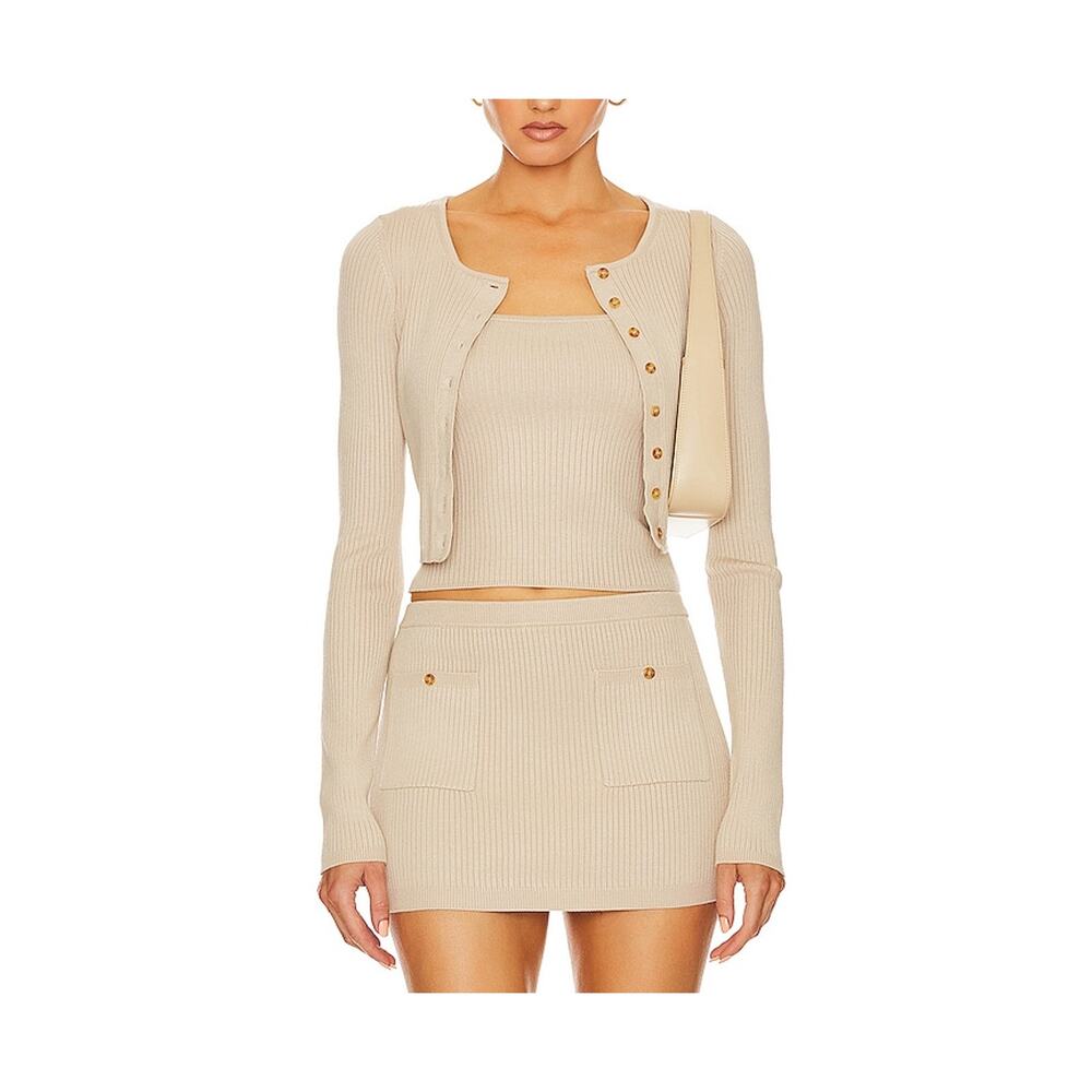 Women's Cream Cardigan Sweater Set